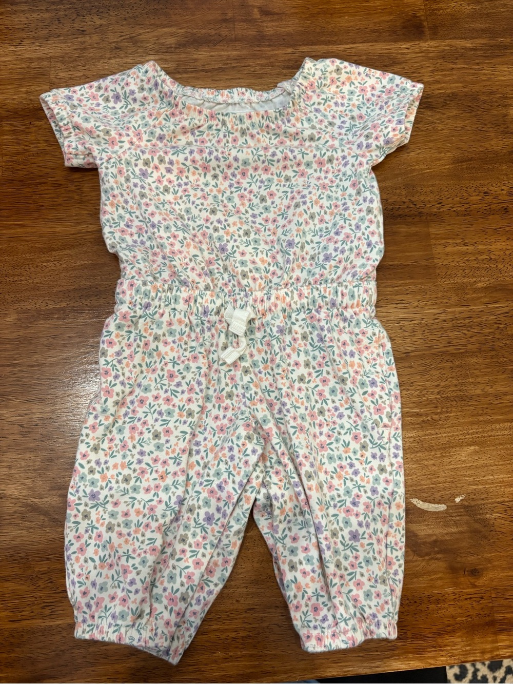 Carter's Floral Print Romper in White with Pink, Purple & Green